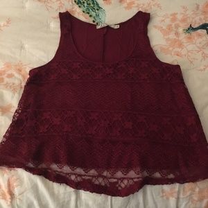 Burgundy Lace Tank Top